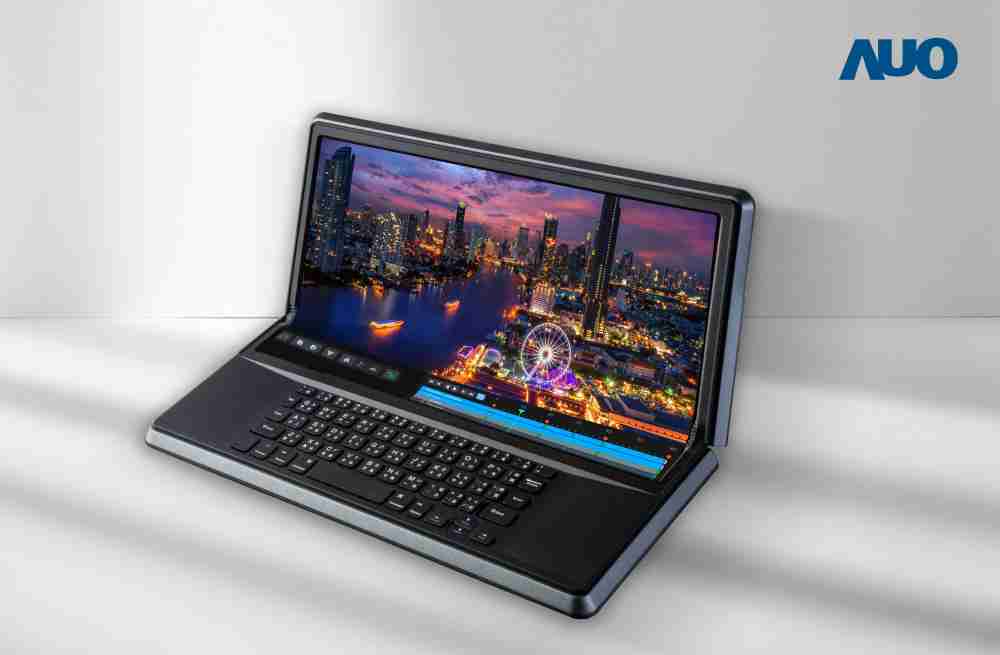 彩霸王14.6吋Micro LED折迭显示屏幕，，，，搭配半径4mm的弯折绞炼，，，以及高画素、、、高亮度、、、、高对比度的显示技术特点，，，，即便在大视角下仍保有绝佳色相与亮度