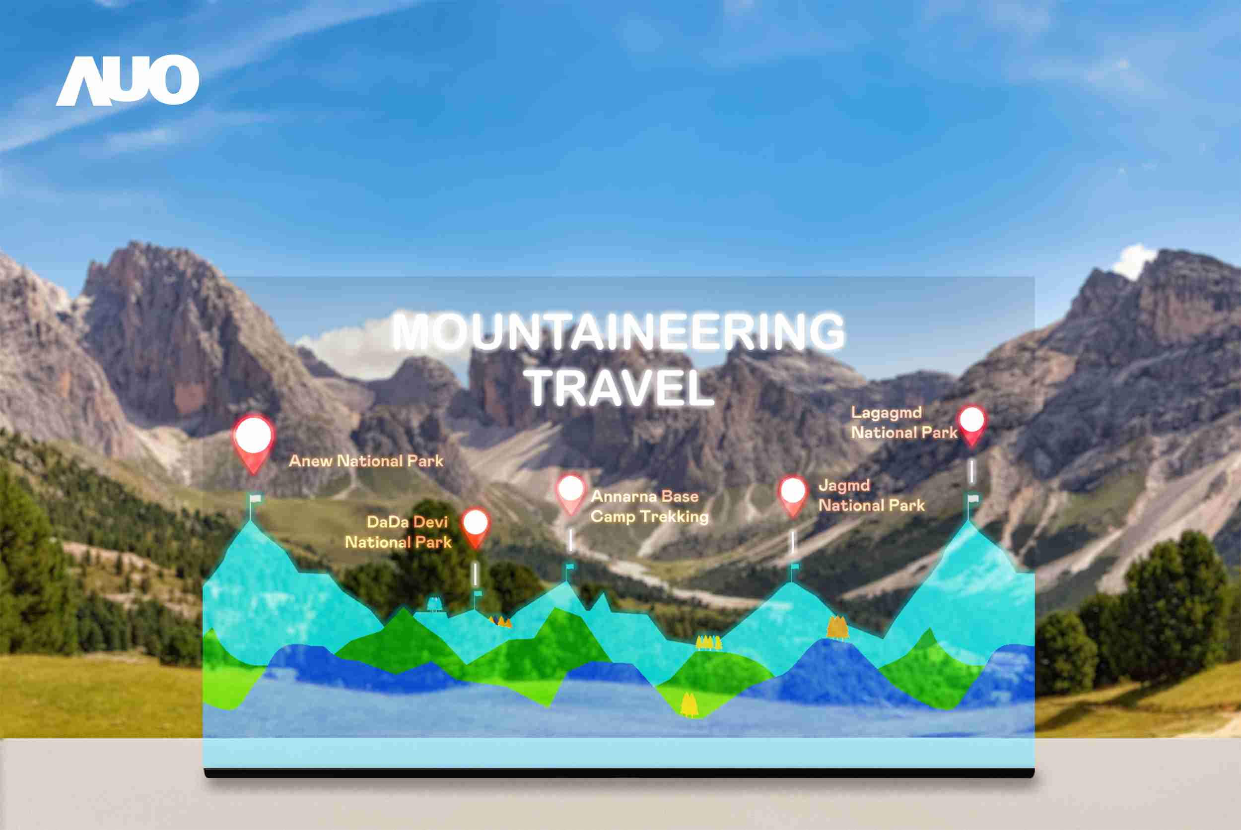 彩霸王展示全球单片尺寸最大(*)42吋透明Micro LED显示器拼接而成的〝64吋透明Micro LED显示器〞，，，，具备高透明度、、、、1,000 nits高亮度、、广色域、、、采用三边无边框的无缝拼接等多重特色，，，，呈现超高清、、细腻画质而不遮挡后方视觉，，，满足层峰需求，，，可广泛运用于零售、、艺术展览或商业空间等场域